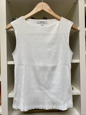 Ever New - White Ribbed Tank with Boat Neck. Size M.  NWOT.